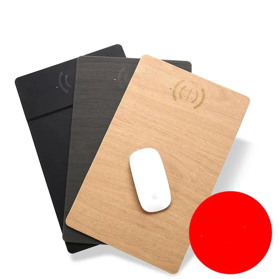 Qi Wireless Charging Mouse Pad Mat with PU leather surface and LED indicator light