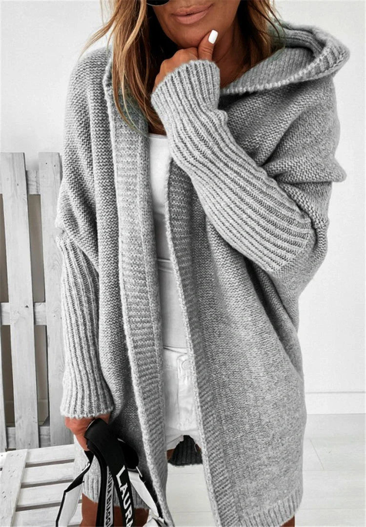 Stylish Bat Sleeve Hooded Cardigan for Women in various colors