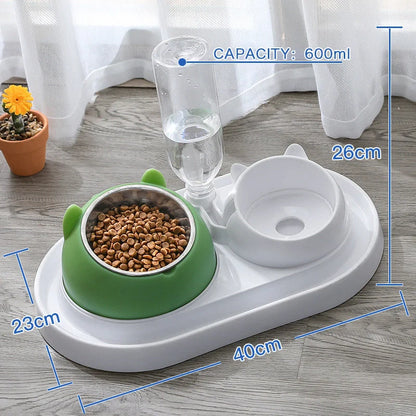 Stainless steel pet bowl with 15° tilt for cervical spine health, available in multiple colors