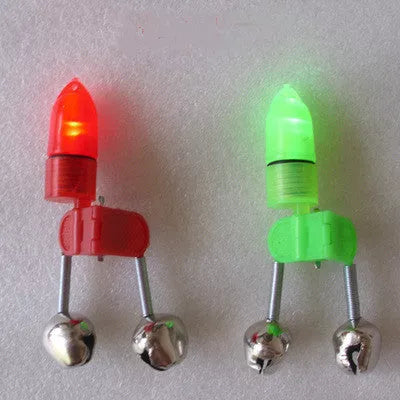 Fishing bells with lights for night fishing, featuring dual bell bite alarms and compact design