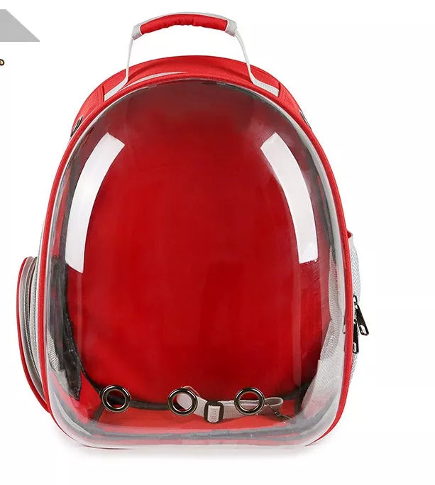 Portable pet backpack carrier with 360-degree transparent bubble design for small pets