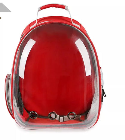 Portable pet backpack carrier with 360-degree transparent bubble design for small pets