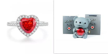 Eternal Rose Teddy Bear Jewelry Box with rotating drawer and preserved rose