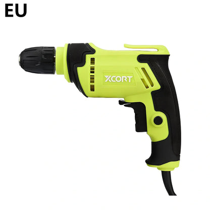 Pistol grip electric drill with 10mm chuck, 24cm length, for wood and metal drilling