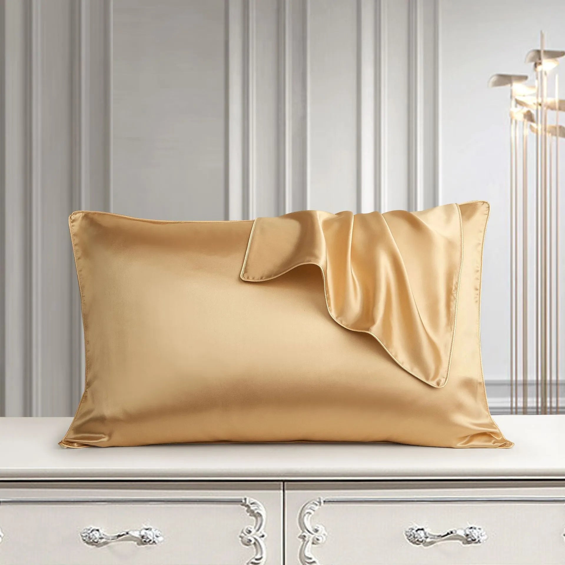 Mulberry silk pillowcase 48x74cm in palace luxury style with inlaid rope weave texture.