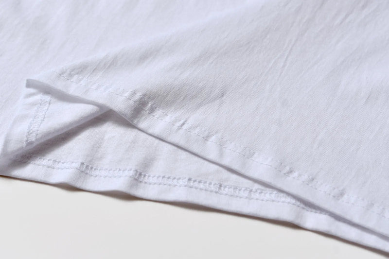 Cotton T-shirt Round Neck Overalls Loose Pullover Summer Short Sleeve in White with Pattern Design Available in Asian Sizes S M L XL XXL 3XL 4XL for Teenagers Casual Wear