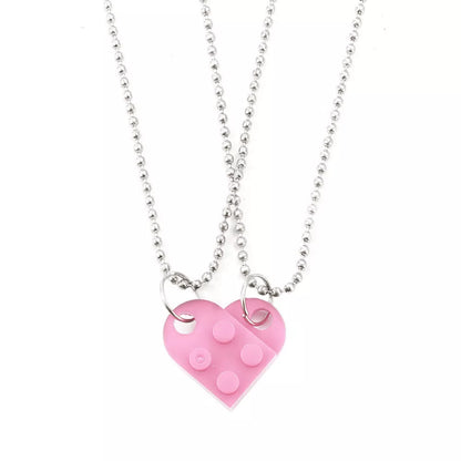 Valentine's Day heart stitching acrylic couple necklace with adjustable chain