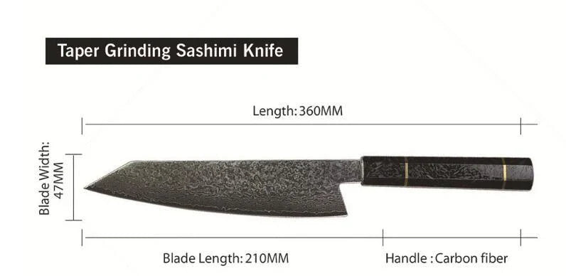 Premium 67-layer Damascus steel chef's knife with elegant brocade pattern, durable corrosion-resistant construction, and ergonomic handle for exceptional cutting performance