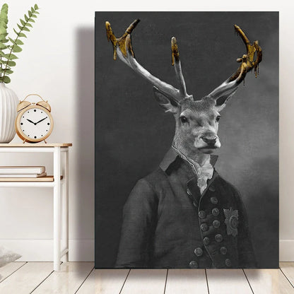 Black wildlife theme canvas poster print with white border for framing in multiple size options