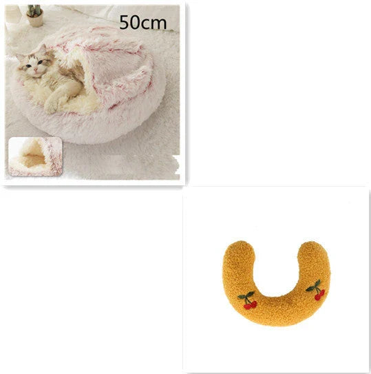 Cozy pet bed with plush and warm fabric for cats and dogs