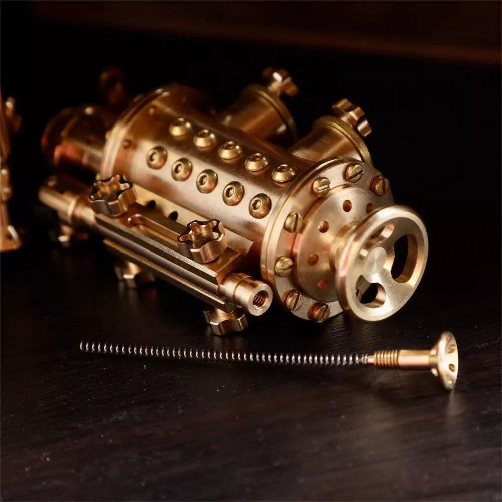 Handmade all copper mechanical punk kerosene lighter with brass color and shaft even style