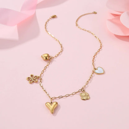 Women's stainless steel necklace with geometric sun pendant and 18K gold electroplating on 41-50cm chain