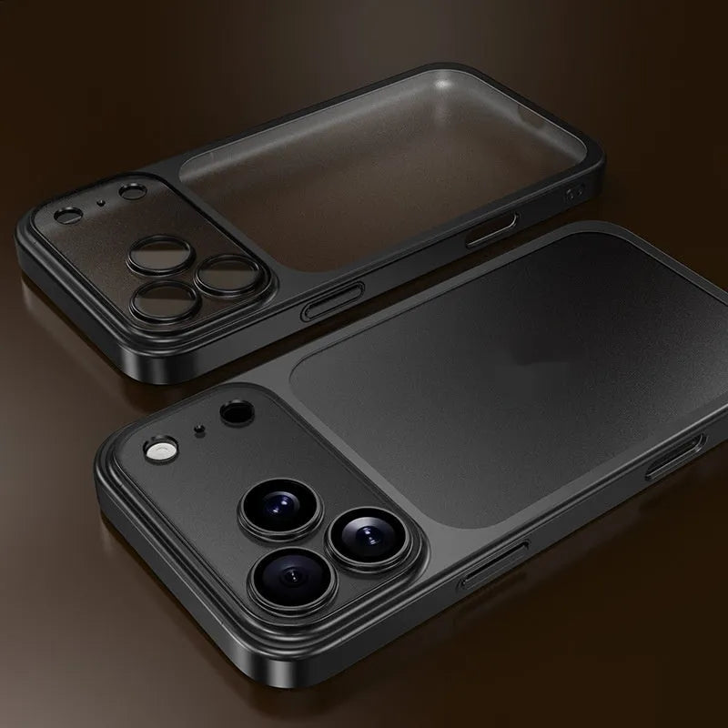 Frosted electroplating PC phone case for iPhone 17 series in all-inclusive design showing drop resistance