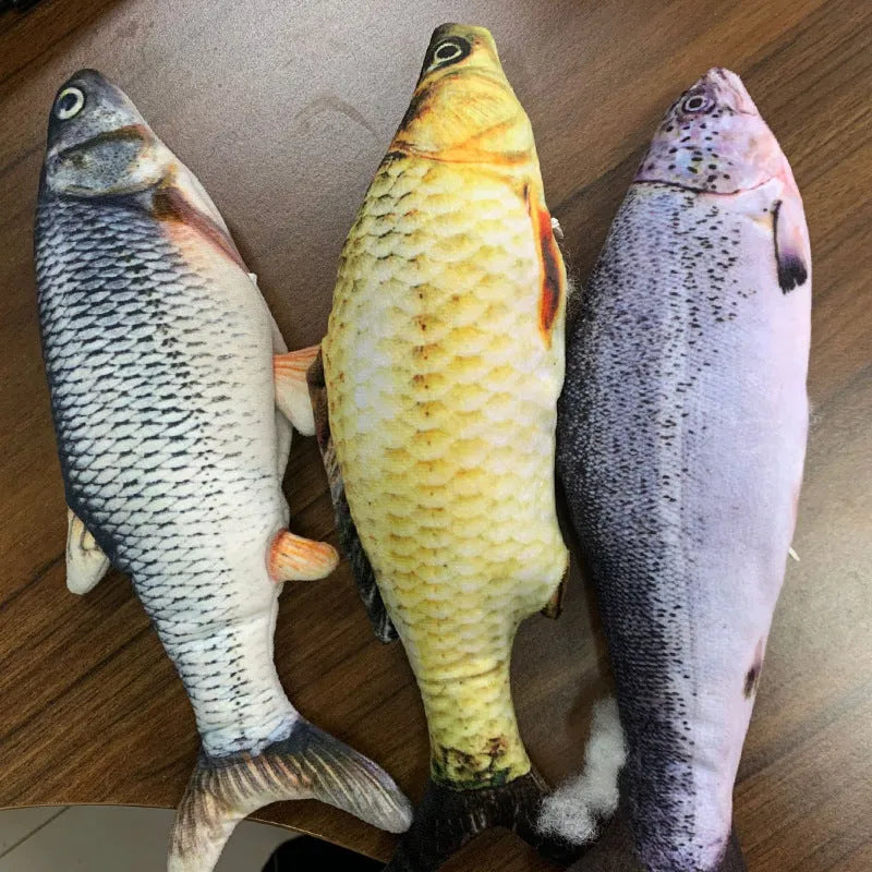 Electronic jumping fish cat toy 30cm length USB rechargeable multicolour PP material