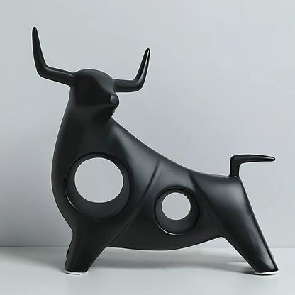 Handmade porcelain animal ornament in black, glazed finish, 12 cm height for European home decor