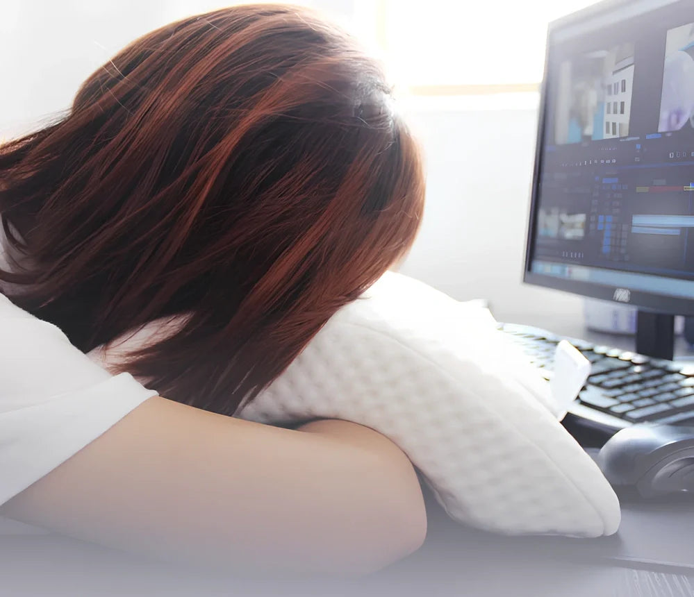 Tunnel-shaped memory foam pillow with plastic bracket for preventing limb numbness during office naps