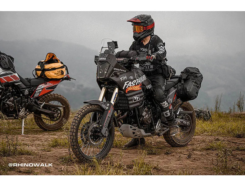 Pair of full waterproof motorcycle side bags, 18L each, polyester, black or orange, rear seat fitment