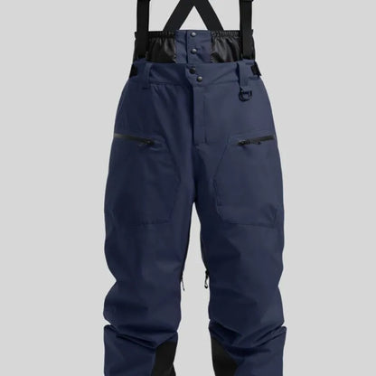 Men's black thickened waterproof ski trousers made from flame-retardant linen fabric