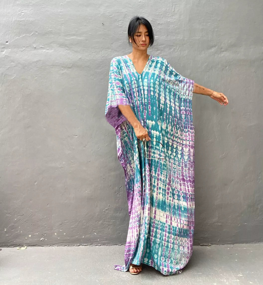 Cotton Beach Cover-up Robe Dress in various colors, perfect for beach or poolside lounging.