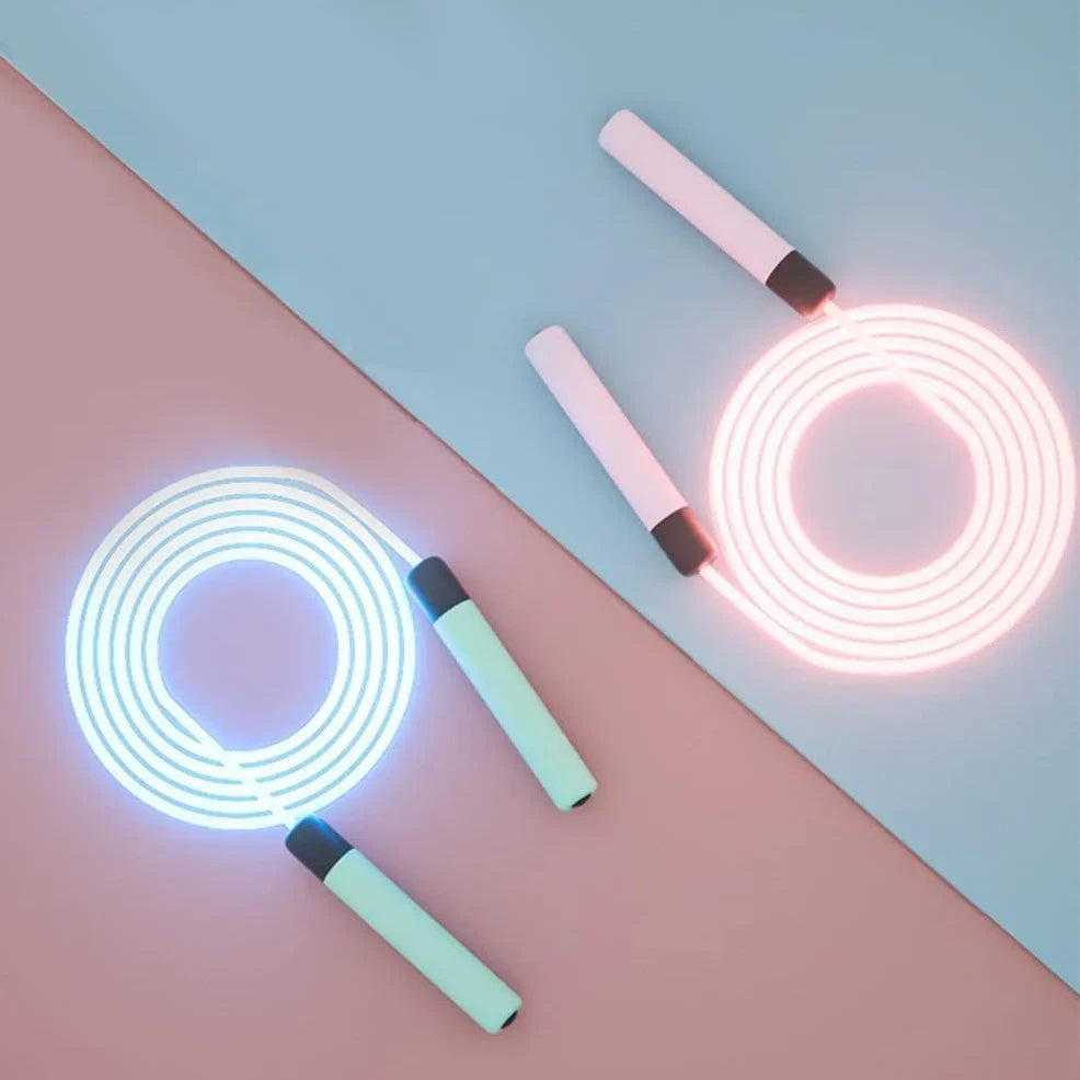 LED illuminated skipping rope with adjustable 2.8m length and tangle-free PVC construction