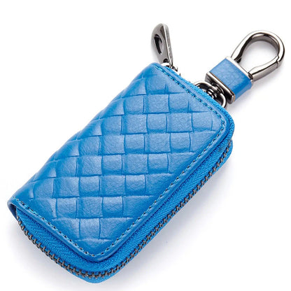 Men's woven leather car key case in multiple colors