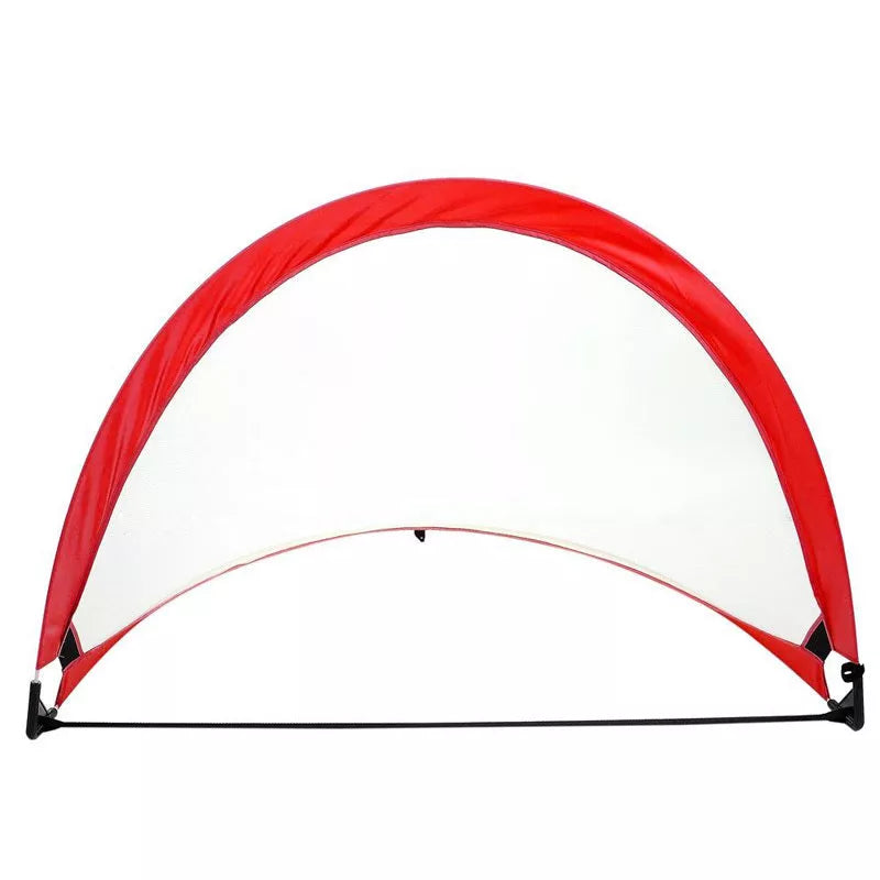 Foldable football net goal gate for soccer practice in black, orange, light blue, and red