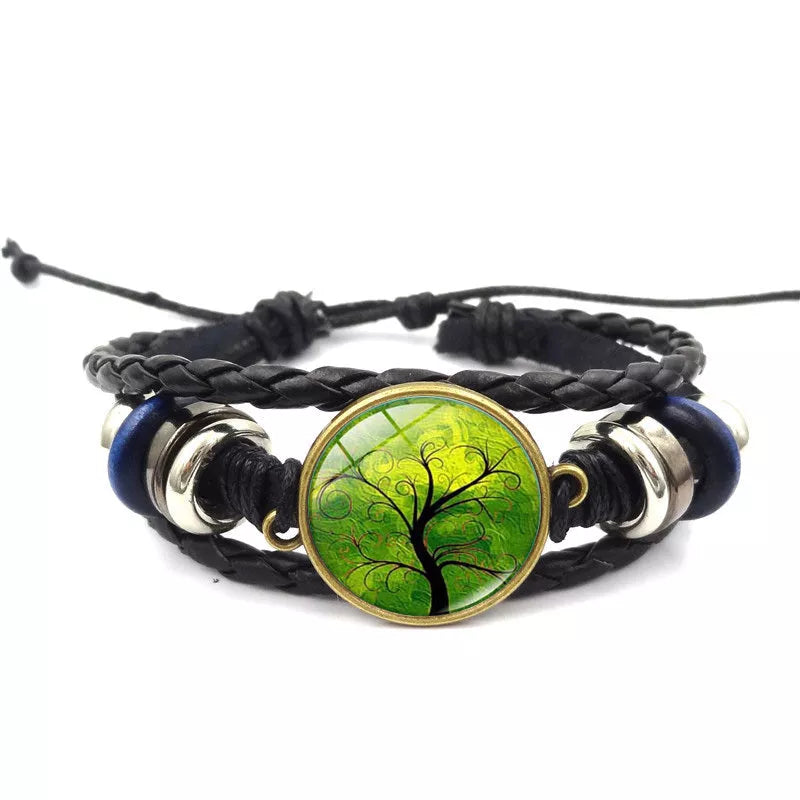 Handmade Tree of Life Bracelet with multilayer braided design in black