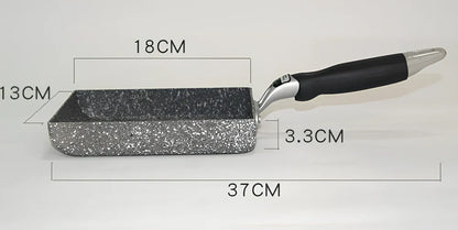 Japanese-style Maifan stone frying pan with glass lid showing non-stick surface and compound bottom
