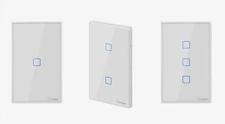 Smart wall switch with tempered glass panel, touch control, 220-250V 10A, 120mm mounting hole distance