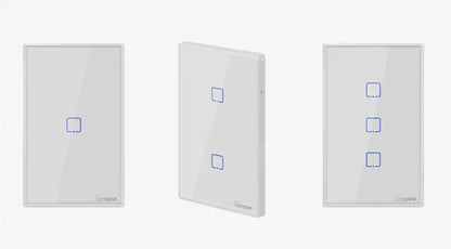 Smart wall switch with tempered glass panel, touch control, 220-250V 10A, 120mm mounting hole distance