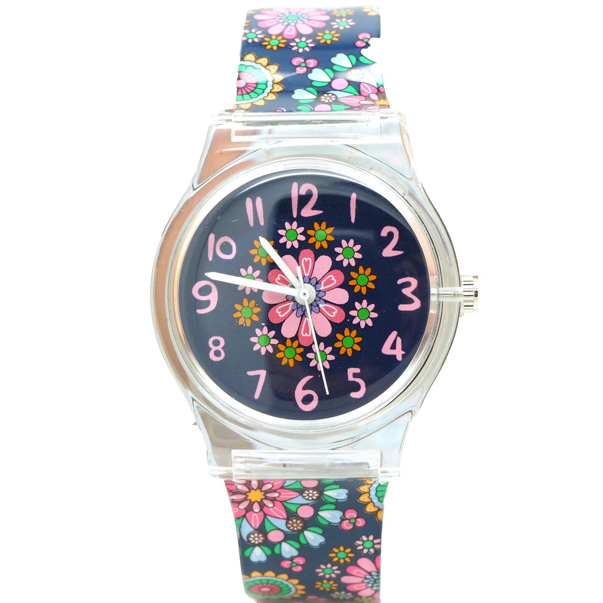 Floral quartz watch for children with Korean style design and colorful decorations
