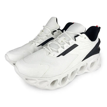 Breathable mesh casual trainers in black colour with lace-up closure and EVA sole