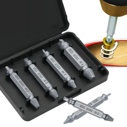 6-piece slip-tooth head screw remover set crafted from 4341 high-speed steel for removing stubborn screws