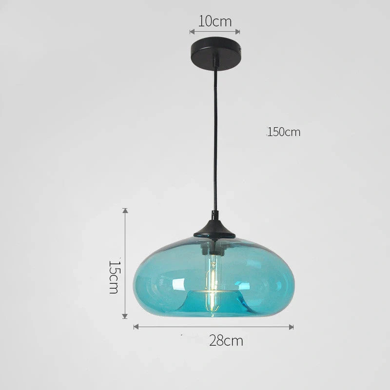 Nordic Modern Loft Pendant Lamp with adjustable height and glass body in various colors