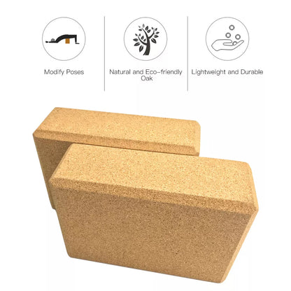 Natural cork yoga brick with nonslip surface for enhanced stability and alignment