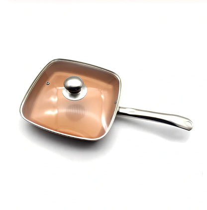 Copper ceramic non-stick frying pan with induction base in 20cm, 24cm, 28cm sizes