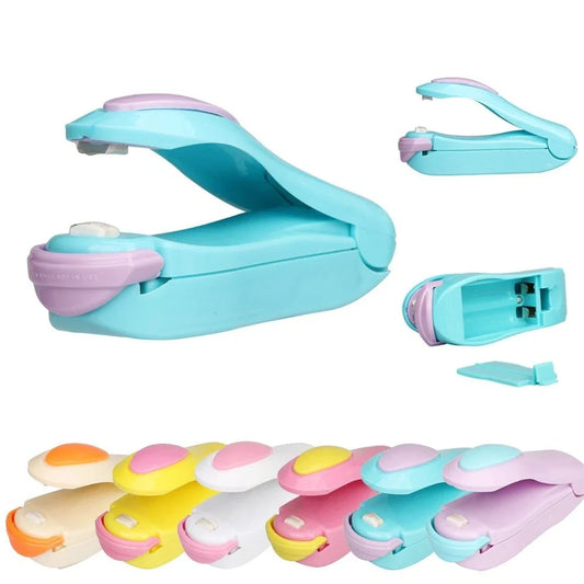 Mini hand pressure heat sealing machine measuring 10cm with magnetic base for plastic bag food preservation