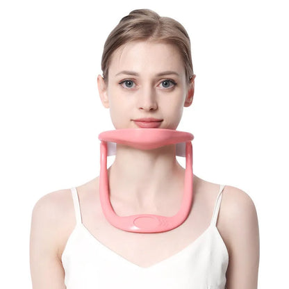 White PP material neck brace showing forward support design for cervical spine alignment