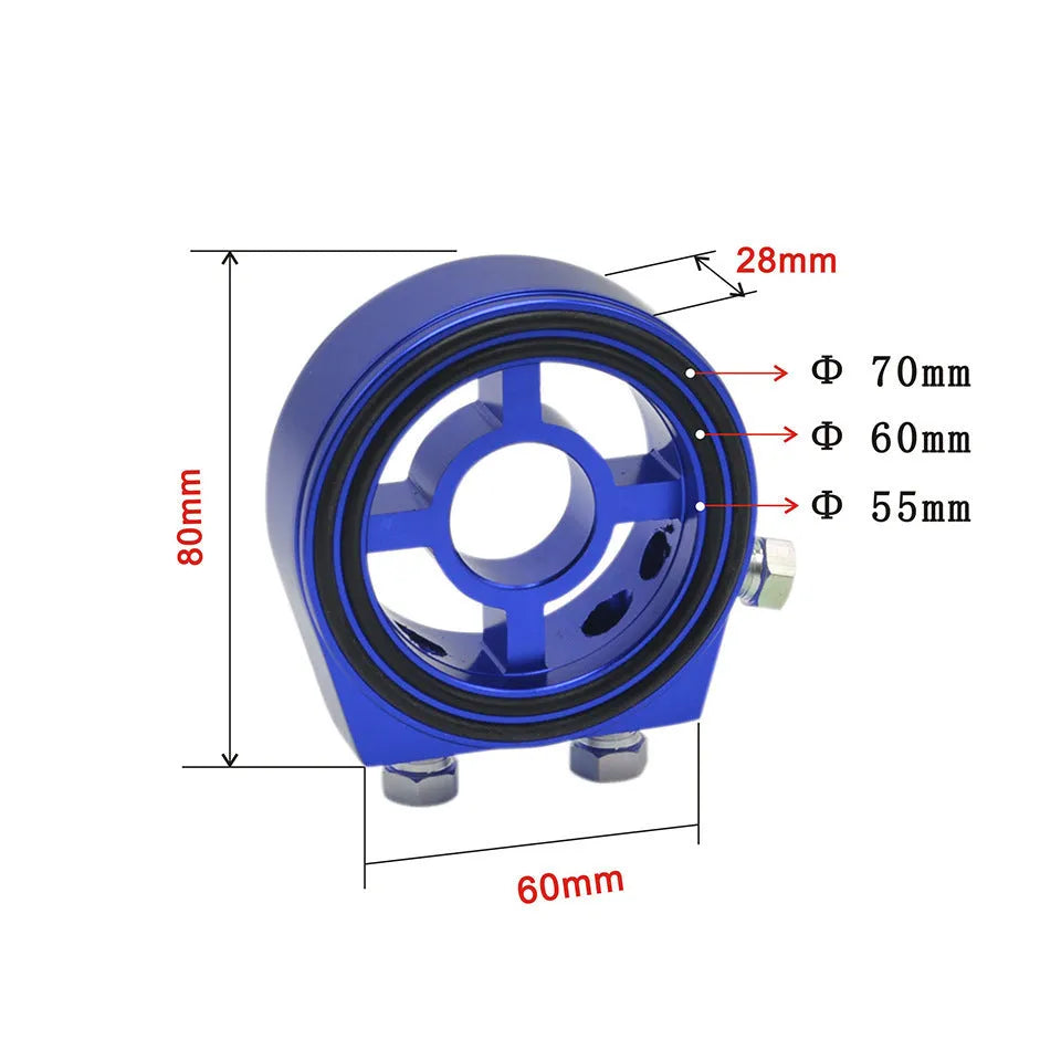 Universal aluminium alloy oil pressure gauge adapter in red, blue, black, gold, and silver colour options