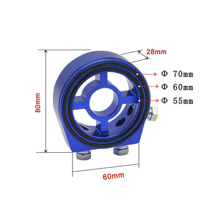 Universal aluminium alloy oil pressure gauge adapter in red, blue, black, gold, and silver colour options