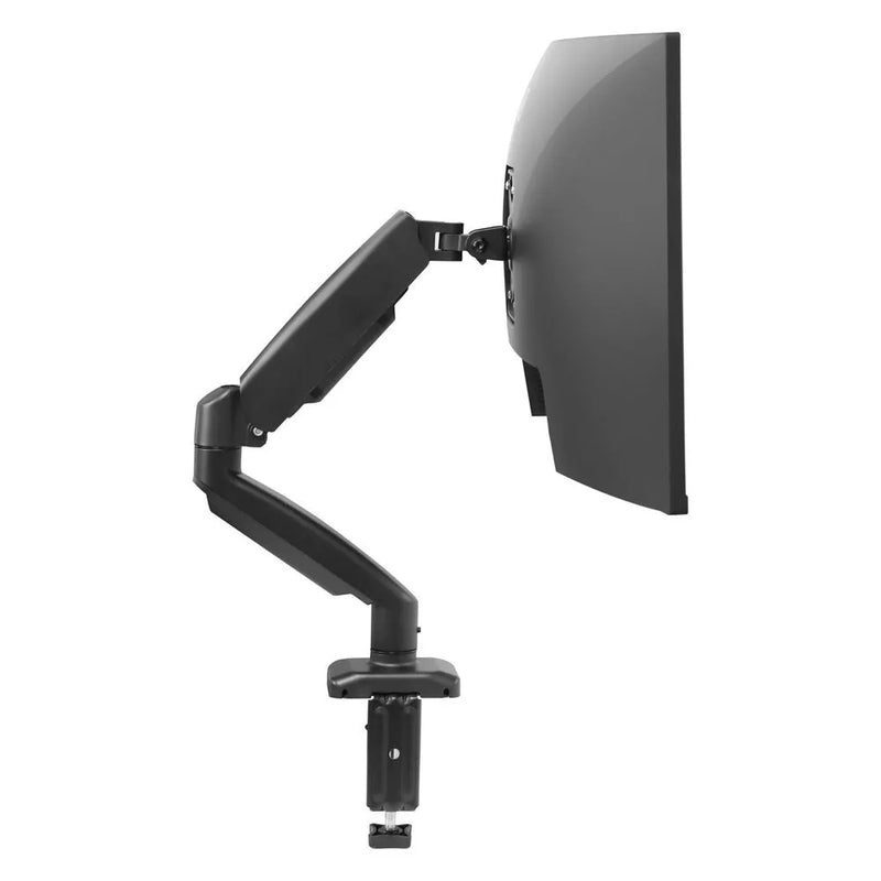 LCD screen rotating telescopic bracket elevated rack, a general mount table stand constructed from metal, aluminium, and plastic, offering rotation and height adjustment for improved monitor viewing ergonomics in black or white colour.