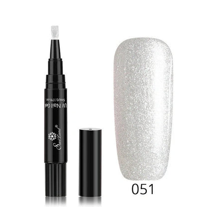 3-in-1 Gel Nail Varnish Pen with Glitter for One-Step Nail Art