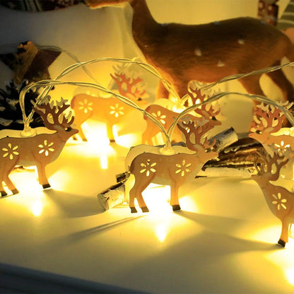 Christmas LED light string with Santa Claus, elk, and snowman ornaments for festive holiday decor