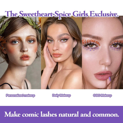 Set of manga-style false eyelashes in natural wispy styles 007, 008, and 009 on plastic black terrier