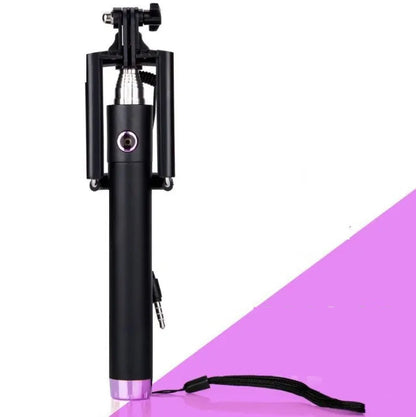 Aluminium alloy telescopic line-controlled self-timer rod in multiple colours.