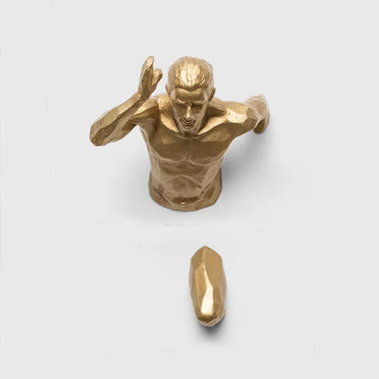 Modern resin character wall decoration in metallic finish