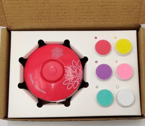 Baby Electric Nail Grinder in red and green with multiple grinding heads