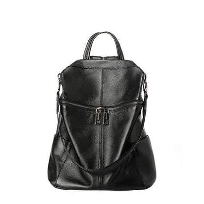 Women's genuine leather retro backpack in large and small size options with multiple compartments