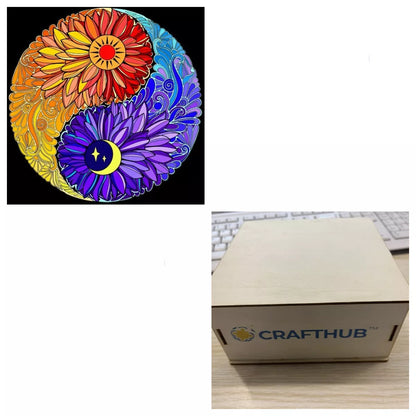 Animal Puzzle Craft Hub A3 Size Wooden Box for puzzle storage and organization