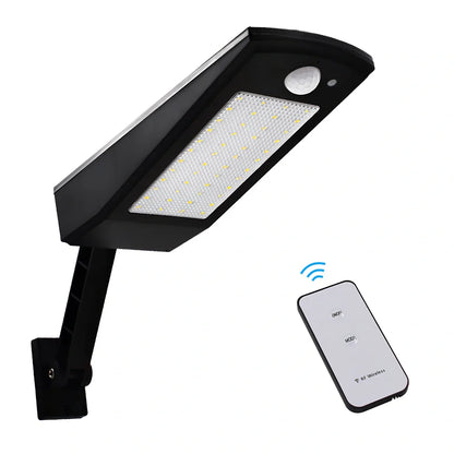 Adjustable solar light with motion sensor showing black or white finish options